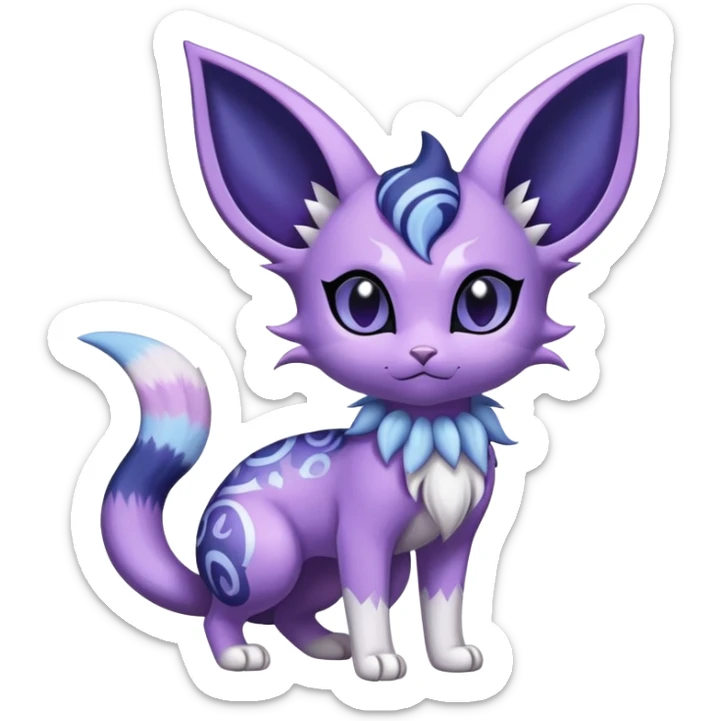 Shiny Exotic Cute Adorable Majestic Espeon-Purrloin-Delcatty-Meowstic-Hybrid-Creature with pattern-markings sticker