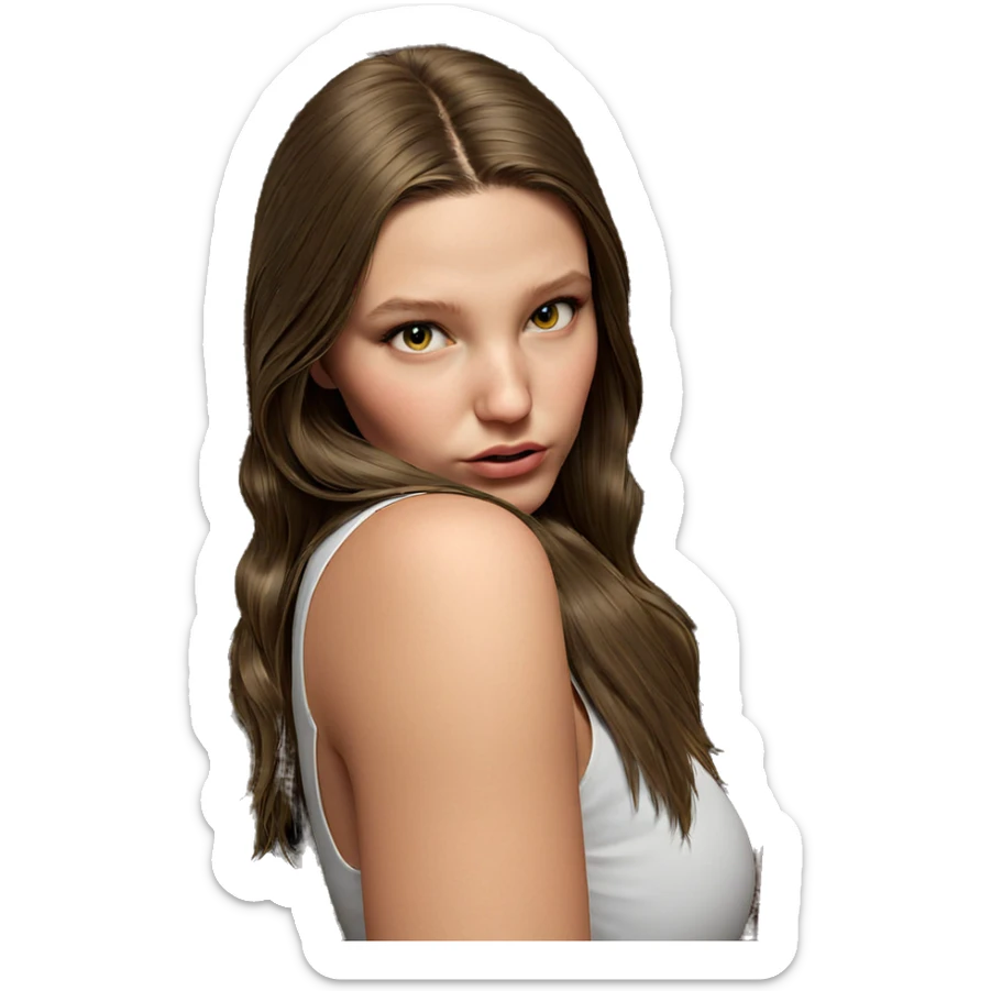 girl with long hair by blinds sticker