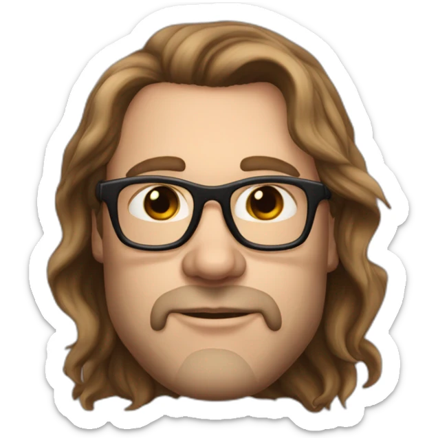 Sexy-Caucasian-Dad-goth-long-brown-hair-dark-brown-eyes-glasses-plus-size-upturned-nose sticker