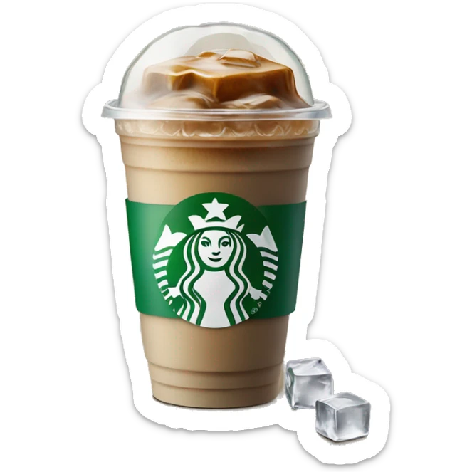 Starbuck ice coffee with ice cubes sticker