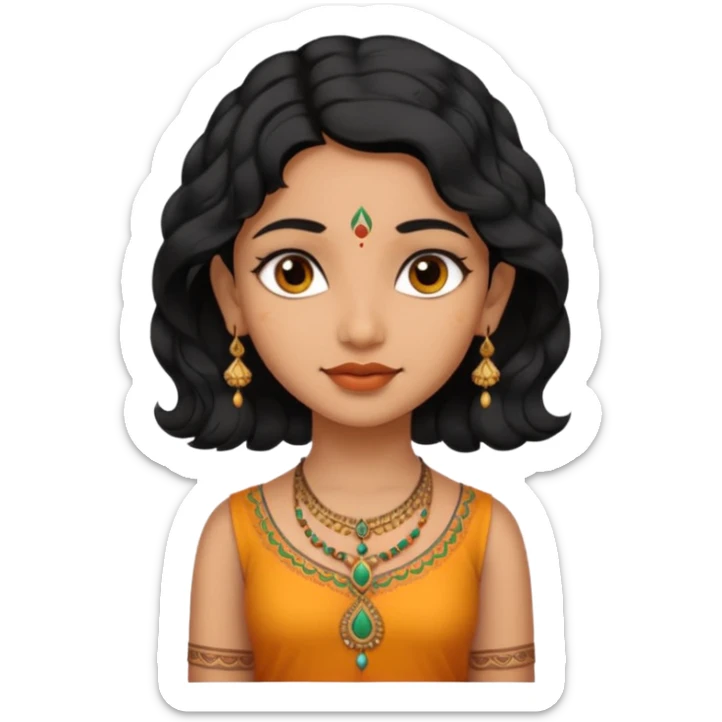 Indian fat girl south Indian wavy short black hair tan darker skin sticker