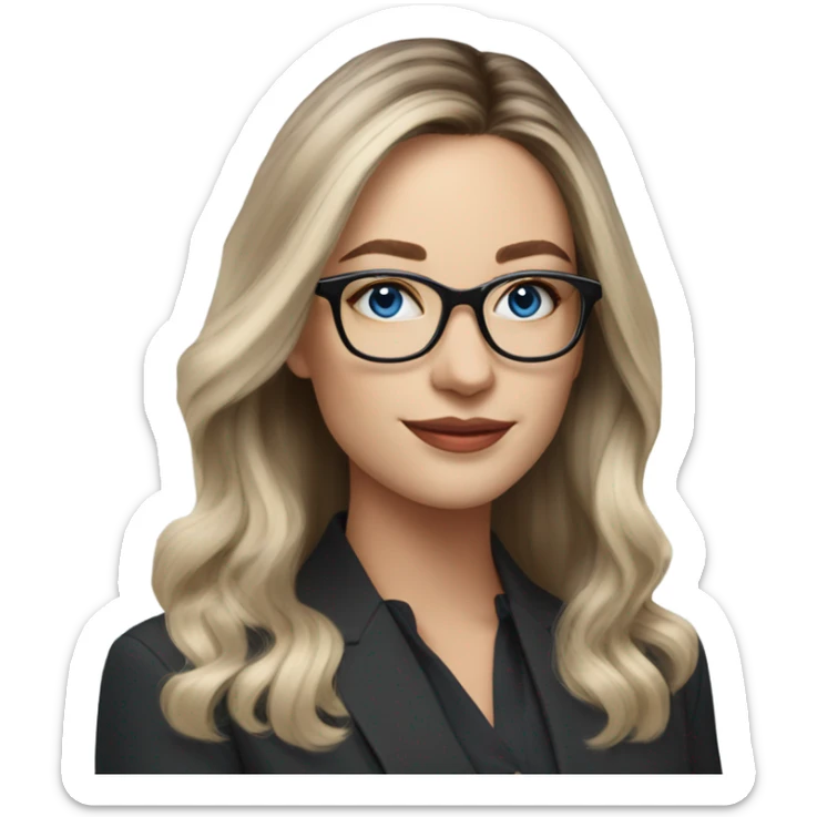 Shoulder length Balayage pale beautiful corporate woman with glasses and blue eyes sticker