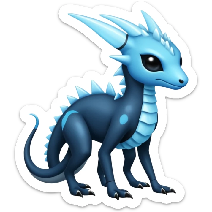 Shiny Dark Edgy  Inteleon-Amaura-Fakémon-hybrid-creature (full body)  sticker