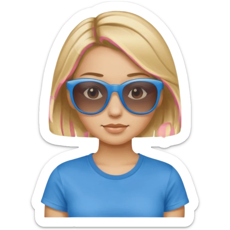 darkest blonde with highlights in blue cute t-shirt and sunglasses  sticker