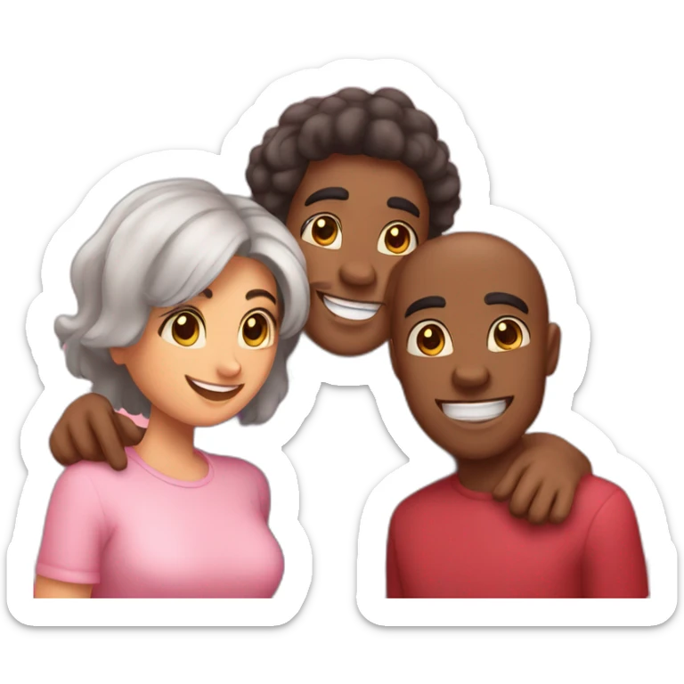 A trio of 3 friends wishing valentines day to each other. sticker