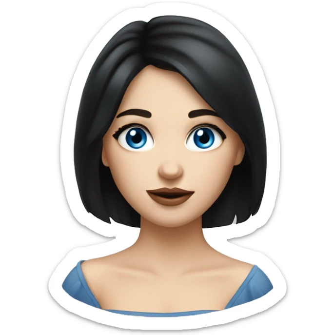 A girl with fair skin, black hair, big lips, blue eyes, a very beautiful girl, a hot girl, a Russian girl sticker