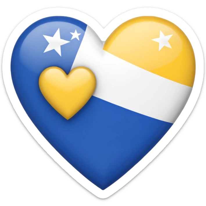 broken heart emoji with the Bosnian flag laid flat across the heart, featuring the flag's blue, yellow, and white colors, with the stars and diagonal stripe clearly visible on the heart sticker