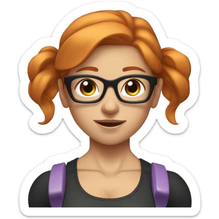 Ginger hair girl with eyeglasses and aesthetic gym outfit lifting weights  sticker