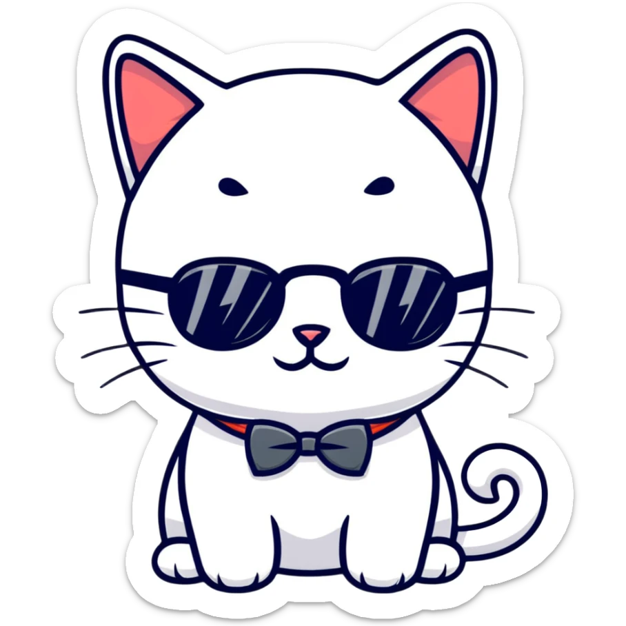 cat wearing cool sunglasses proudly showing off his new tuxedo, stylish, confident pose sticker