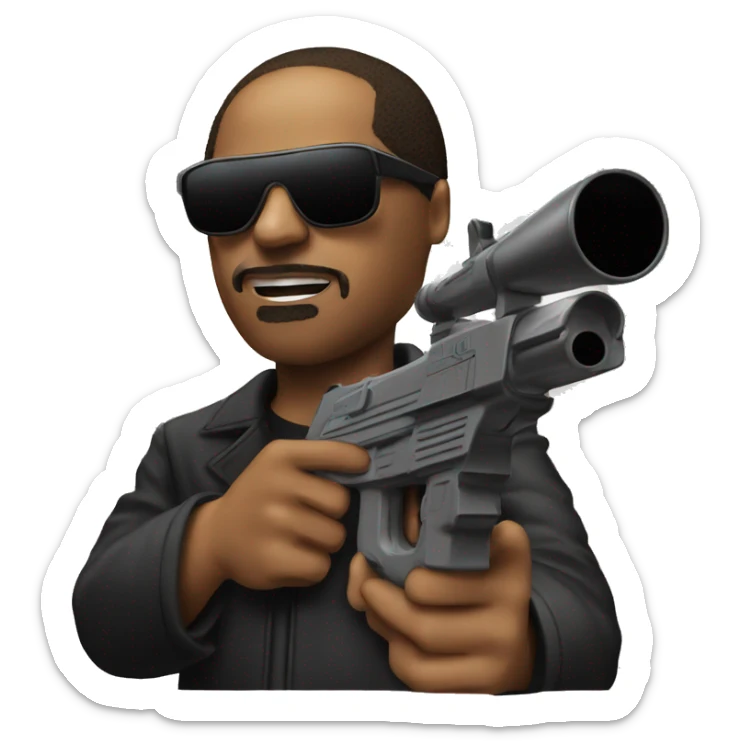 Stevie wonder shooting lasers out of eyes holding a gun that is safe sticker