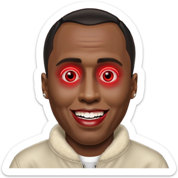 Sean Diddy Combs with red laser eyes and a very creepy, wide smile with the text “GOOD. NIGHT.” sticker
