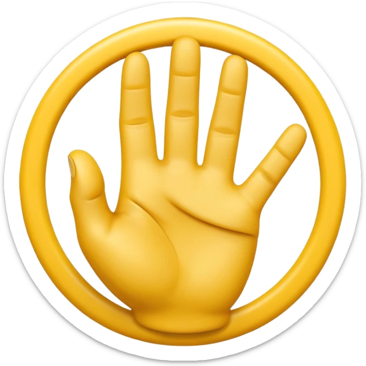 A 3D Apple-style yellow hand emoji, closed fist with only the index finger pointing upward, the finger making a circular motion as if drawing an imaginary circle in the air, dynamic curved motion lines around the finger to show the circular movement, smooth glossy texture, clean minimal background sticker