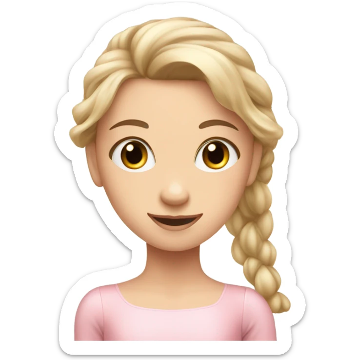 white young girl, pink ballet girl. ballet pose, long hair sticker