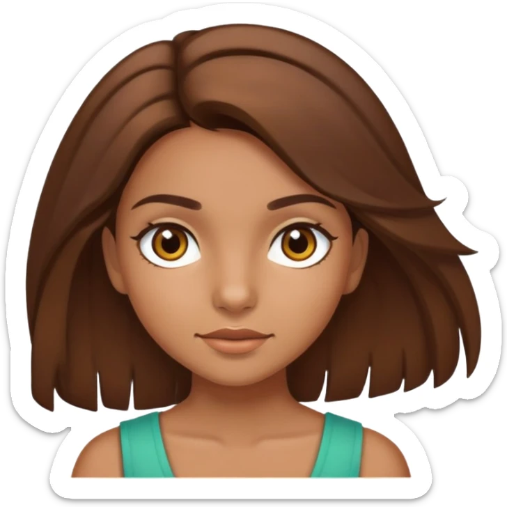brazilian girl with brown hair and brown eyes sticker