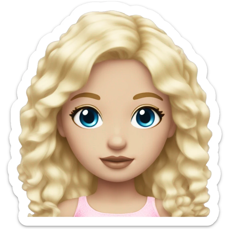 ocean blue doll eyes, blonde hair, feminine, pink, girl, angelic sticker