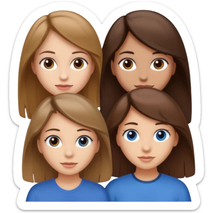 three girl friends; one who is white, has brown hair and brown eyes; one who is dirty blonde with blue eyes; one who is tan with dark brown hair and dark brown eyes sticker