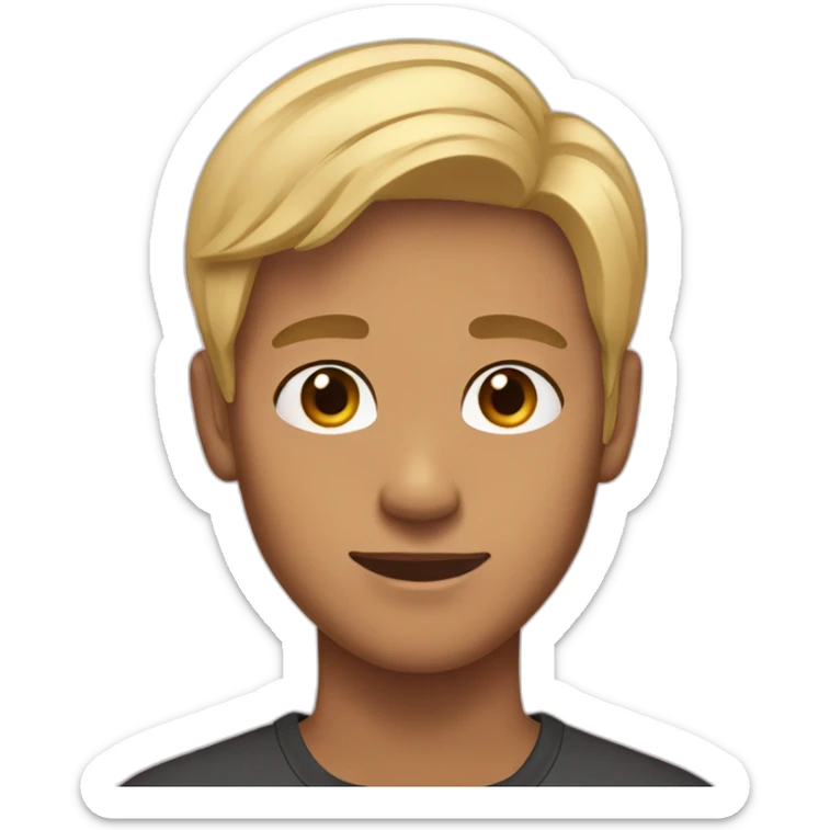 A tan skin male young adult with half-blond hair and half black hair sticker