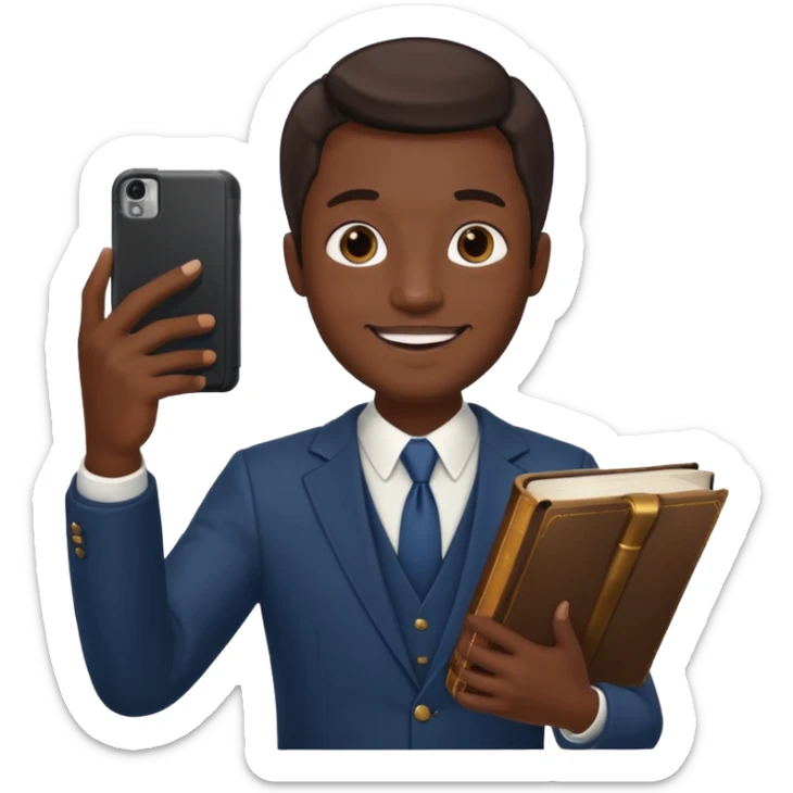 un homme saper swag avec une bible a la main qui fais un selfie  sticker