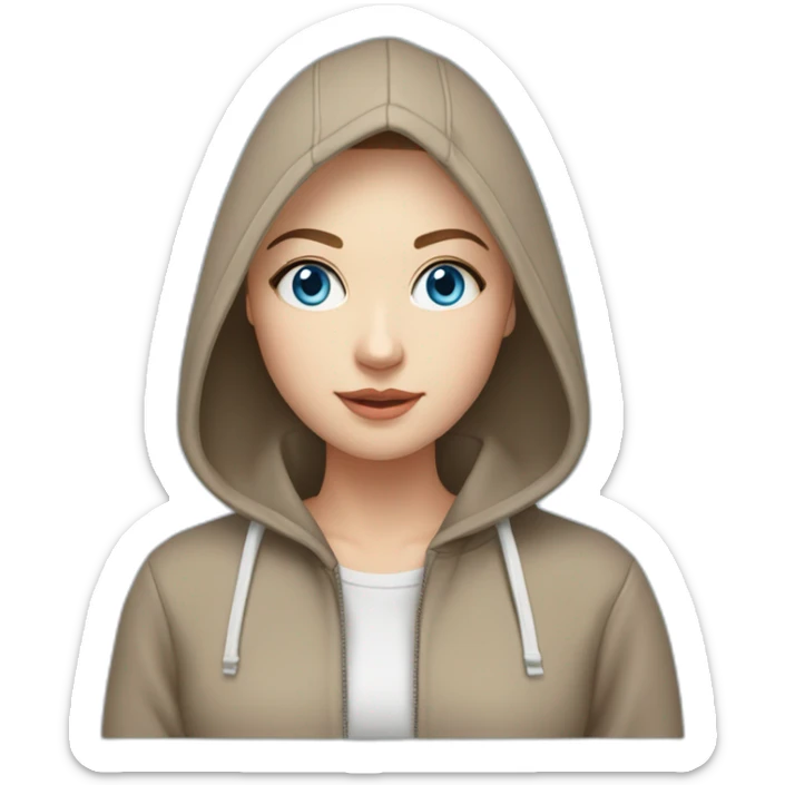 beautiful girl with computer,blue eyes,beautiful girl with short hair with computer,blue eyes,white skin, makeup, hoodie,short light-brown hair,code in background sticker