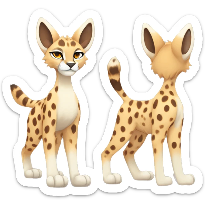 Anthro Beige-Orange-Brown Spotted Fur-Sona-Fakemon Lynx-Caracal-Serval-Cheetah Full Body sticker