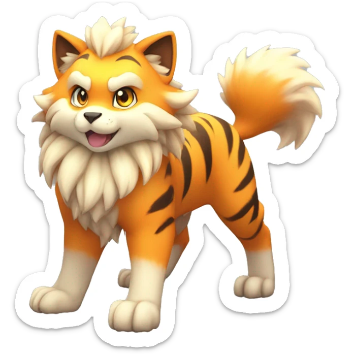 Colorful Shiny Kawaii Cute Tiger-Arcanine—Vulpix-Fakémon-Pokémon full body sticker