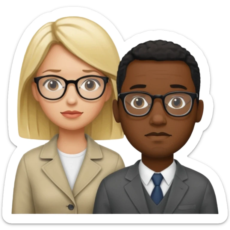 2 personnages : 1 femme blonde qui attend et 1 hommes noir à lunette  sticker