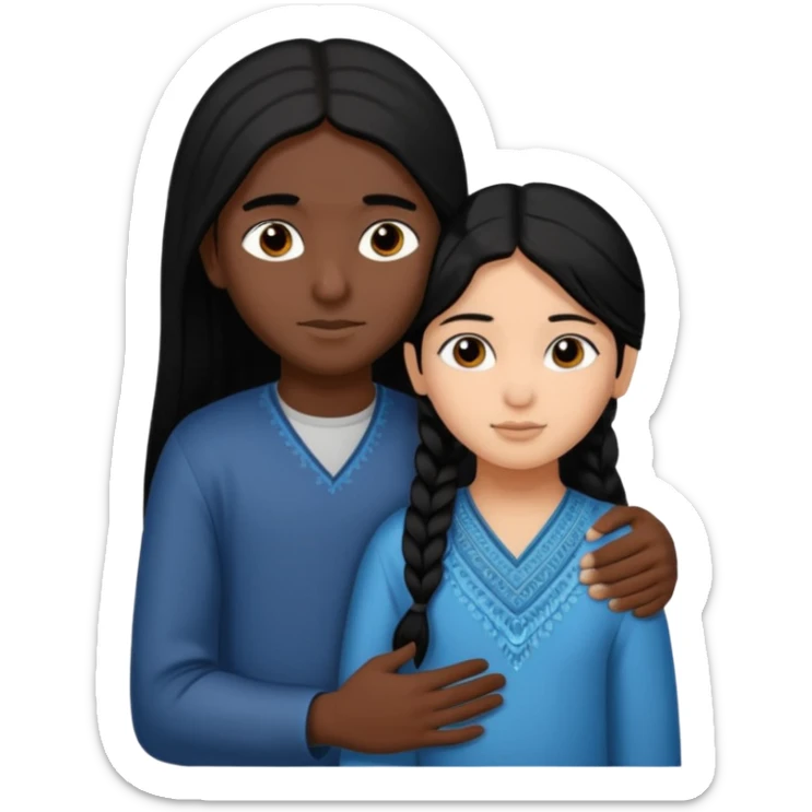 An Afghan girl and Indian boy who are in long distance relationship hug each other from distance. sticker