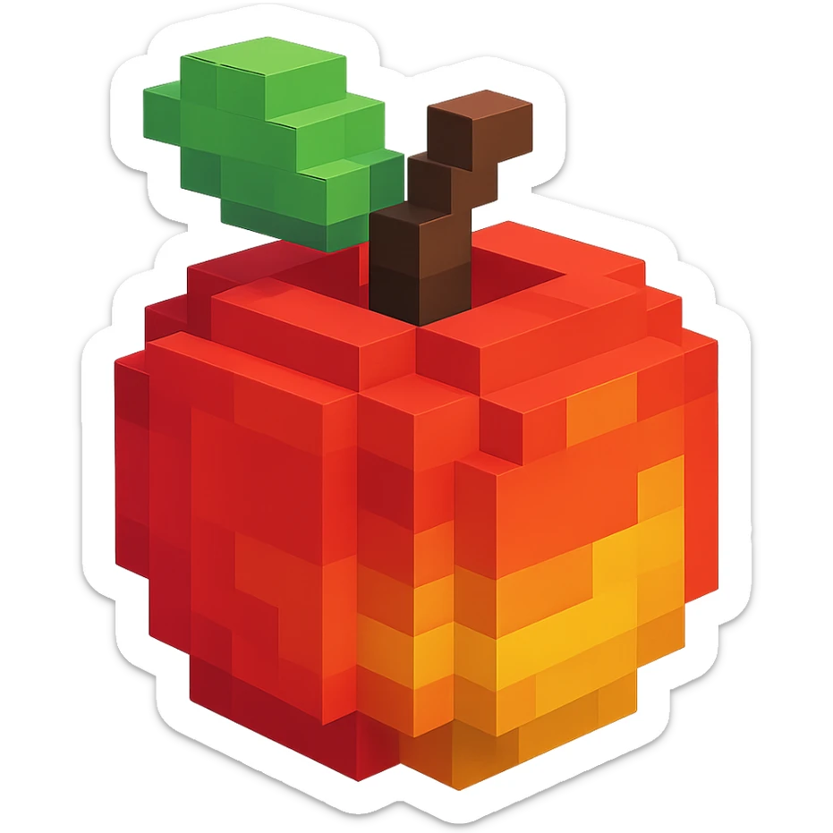 A voxel-style apple. sticker