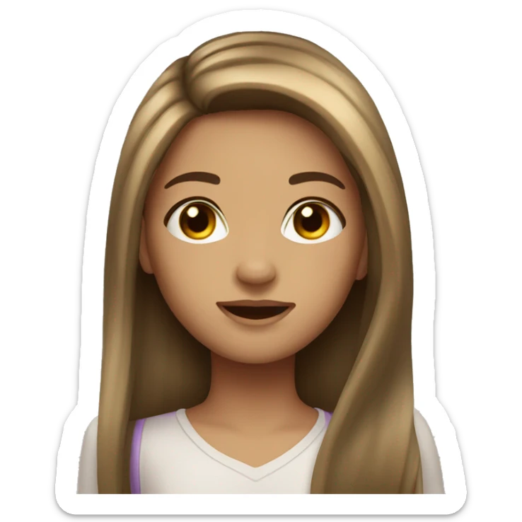Emoji of a girl with long brunette hair, light skin, and eyelashes. sticker