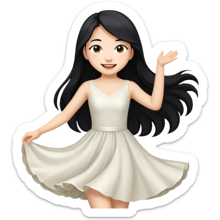 aisan girl with long black and white girl with blonde hair going to dance sticker