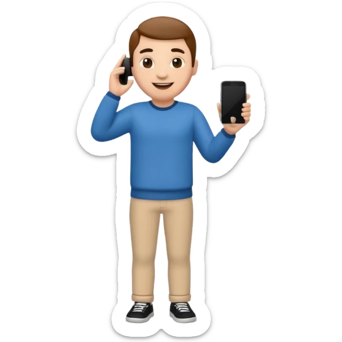 a single full body 3D bitmoji showing the action of talking to someone on mobile sticker