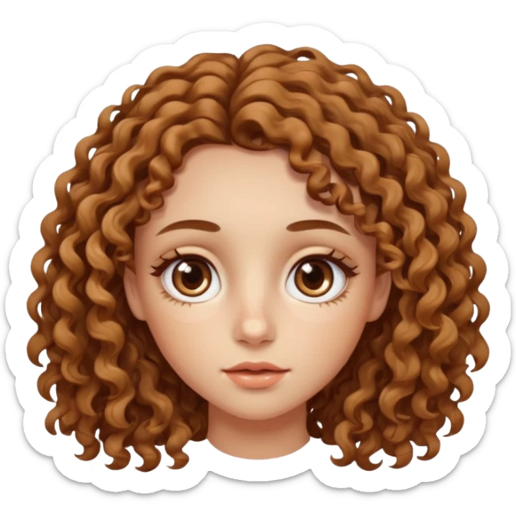 girl with wavy curly hair, almond shaped eyes, birthmark near her eye sticker