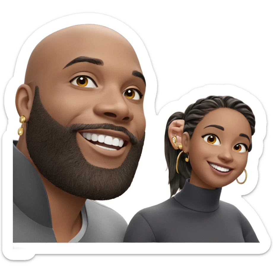 smiling couple with earrings sticker