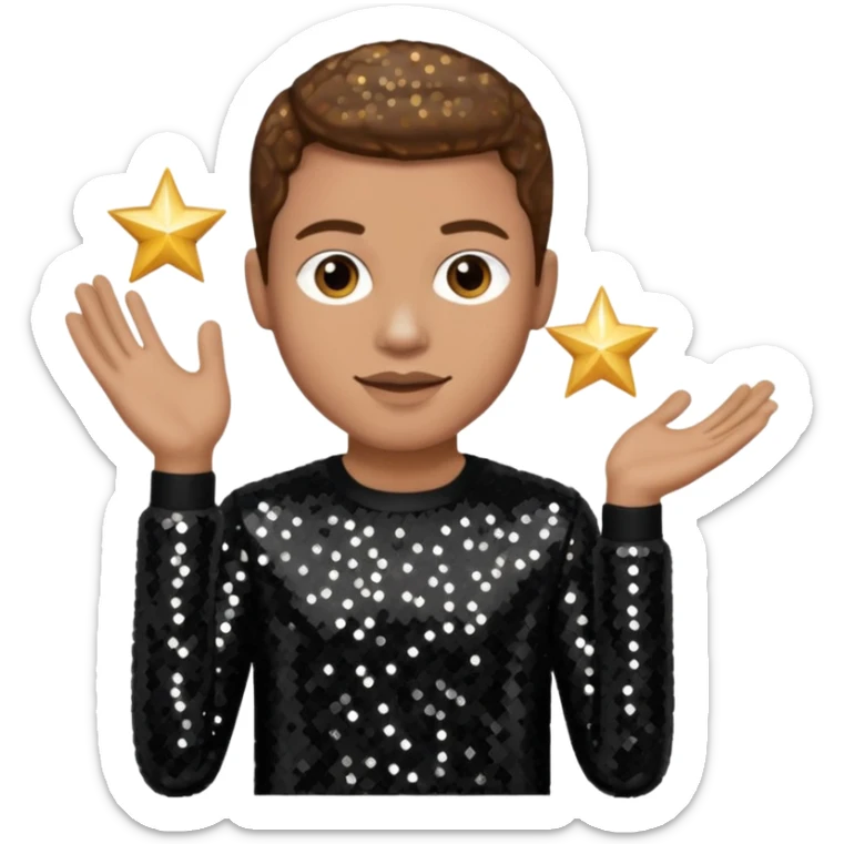 Dan Miller from O-Town with light skin, brown hair, black sequin outfit sticker