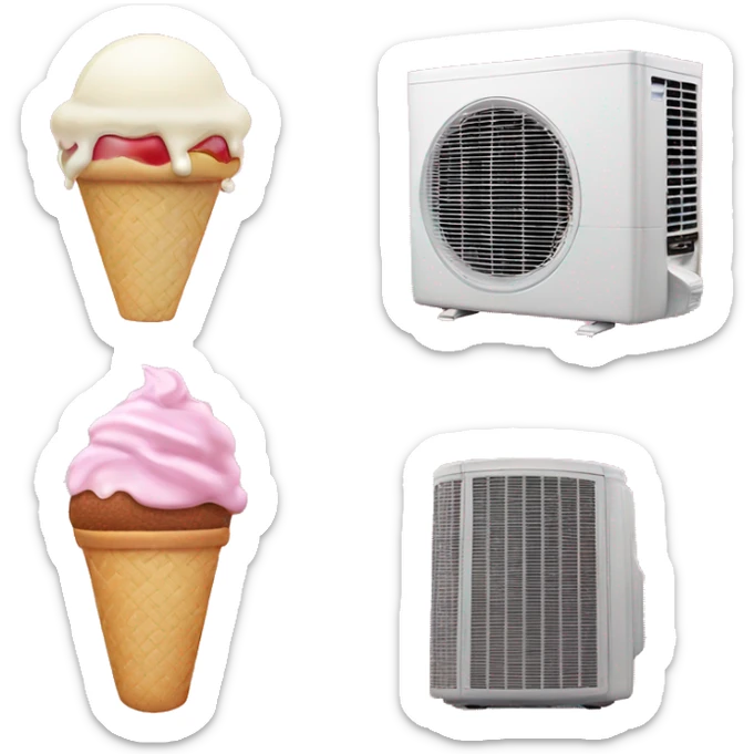 Pink air conditioner with ice cream milk apple and mix with football sticker
