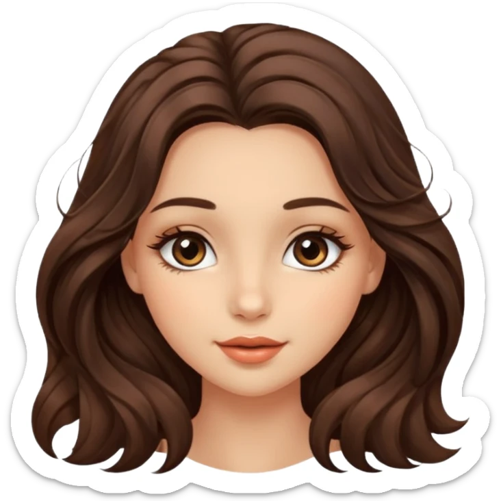 big brown eye very long lashes wavy dark brown hair wheat skin beautiful kissed girl  sticker