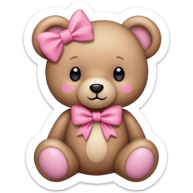Teddy pink bow  sticker