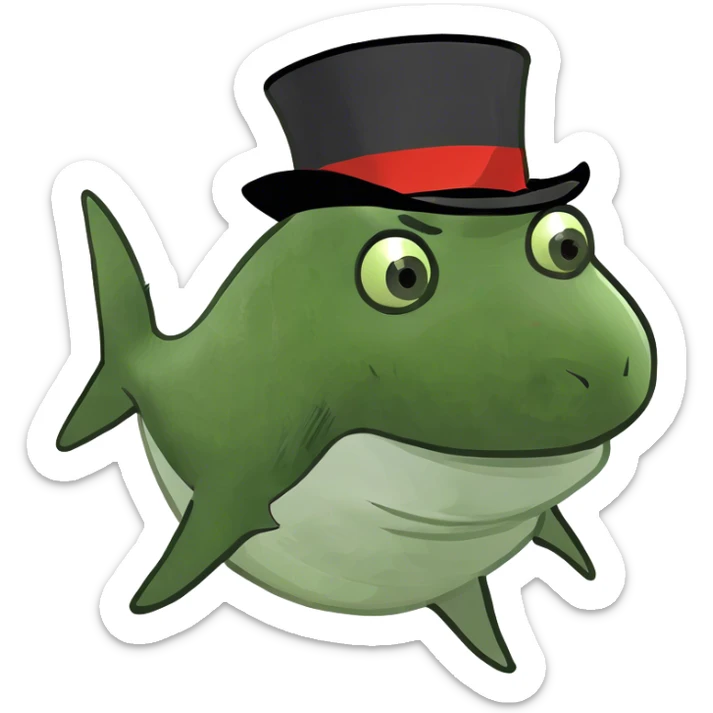 Shark with a top hat sticker