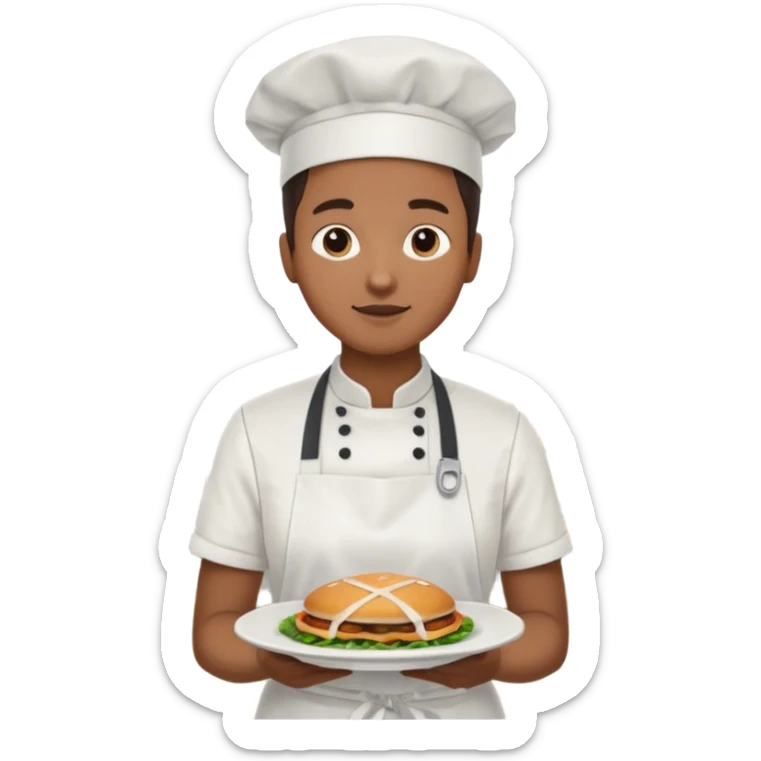 hazme una persona atendiendo una cafeteria universitaria sirviendo comida sticker