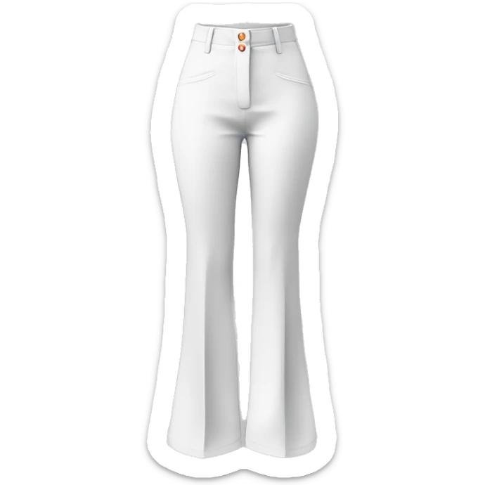Realistic isolated white high waist button up flare leg dressy casual trouser pants. sticker