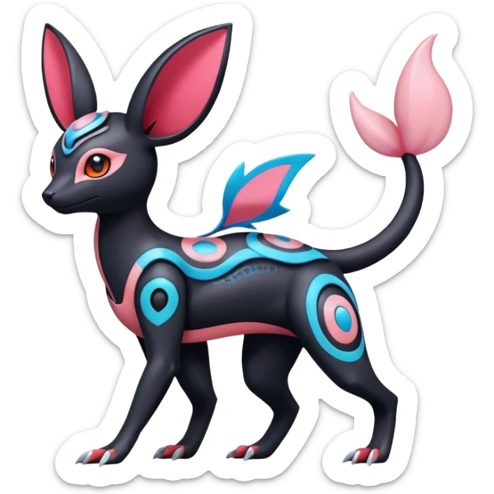 Salandit-Vibrava-Sylveon-Umbreon-fusion-Pokémon-hybrid-creature  sticker