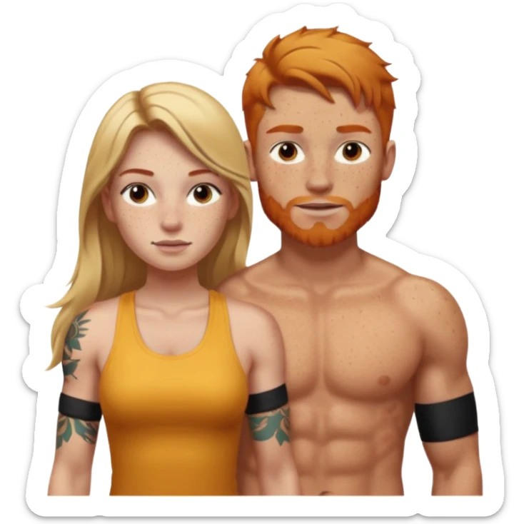 girl with long blonde hair and tattoos next to an athletic masculine ginger girl  sticker