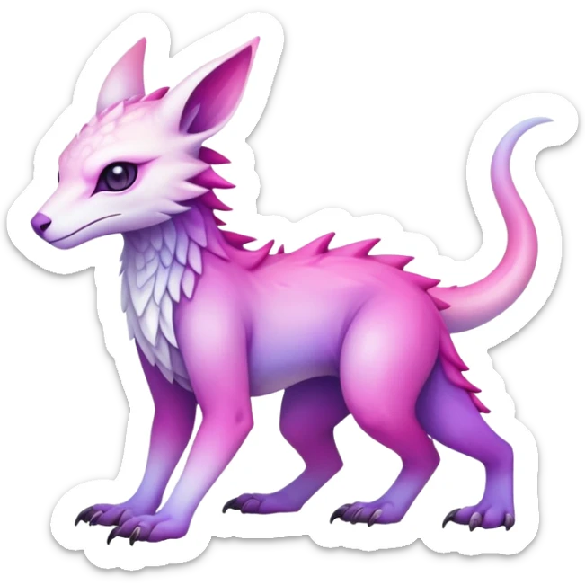 Cool Edgy Purple-pink-white-gradient ethereal badass Fionbri-Vernid-Trico-animal-creature full body sticker