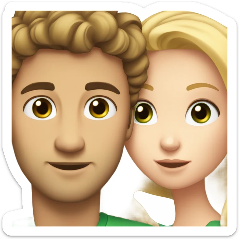 Brown hair bf with Hazel eyes  and blonde hair gf with green eyes  sticker