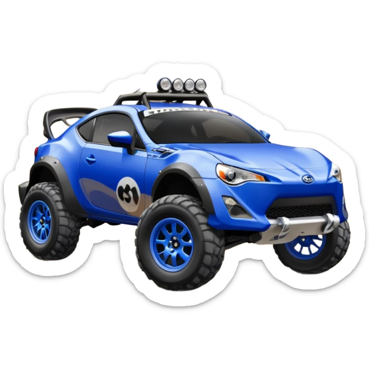 2013 scion fr-s ultramarine off road 4wd monster Baja dessert racer number 86 with large silver wheels  sticker