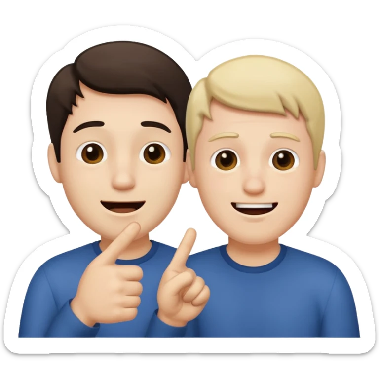 2 homme, l'un est triste et l'autre le pointe du doigt en rigolant sticker