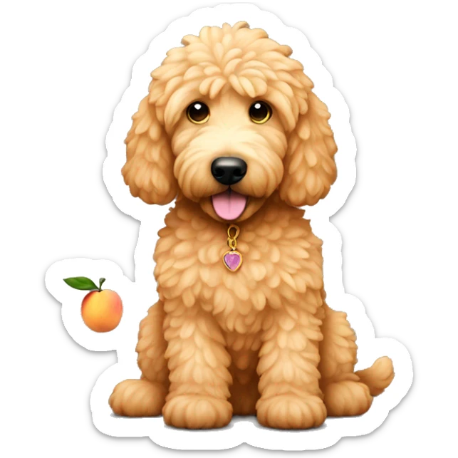 Golden doodle with peach sticker