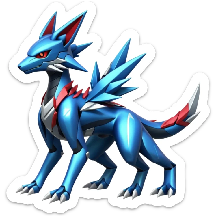 Shiny Futuristic Modern Zeraora-Dialga-Zoroark-fusion sticker
