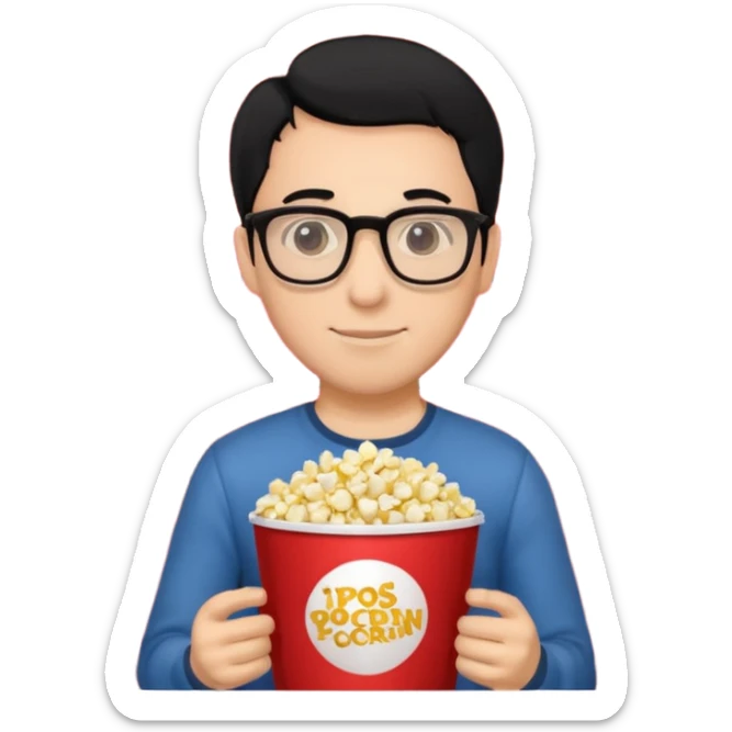 man black hair light skin tone in a movie theater sticker