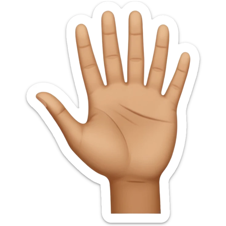 a .5 veiw of a person with their hand out in front of them facing palm up, and their other hand facing sideways, resting in the first hand to make a T shape. this mimics the hand motion for the slang term “boi” sticker